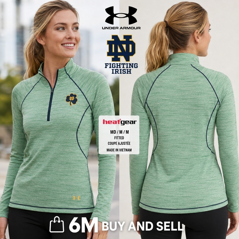 Under Armour Notre Dame Fighting Irish HeatGear Quarter Zip Pullover Green MD